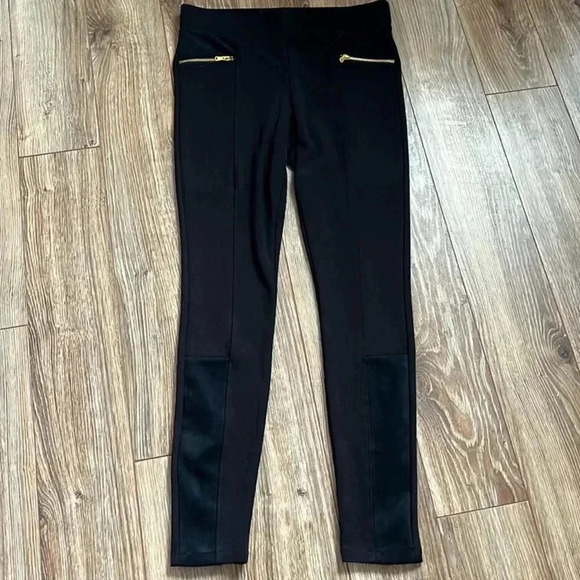 High-Rise Stevie Ponte-Knit Sueded-Trim Zip-Panel Pants for Women size MP - Picture 1 of 10